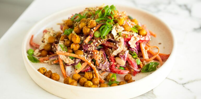 The Satiety Anchor: High-Volume Roasted Veggie & Chickpea Bowls