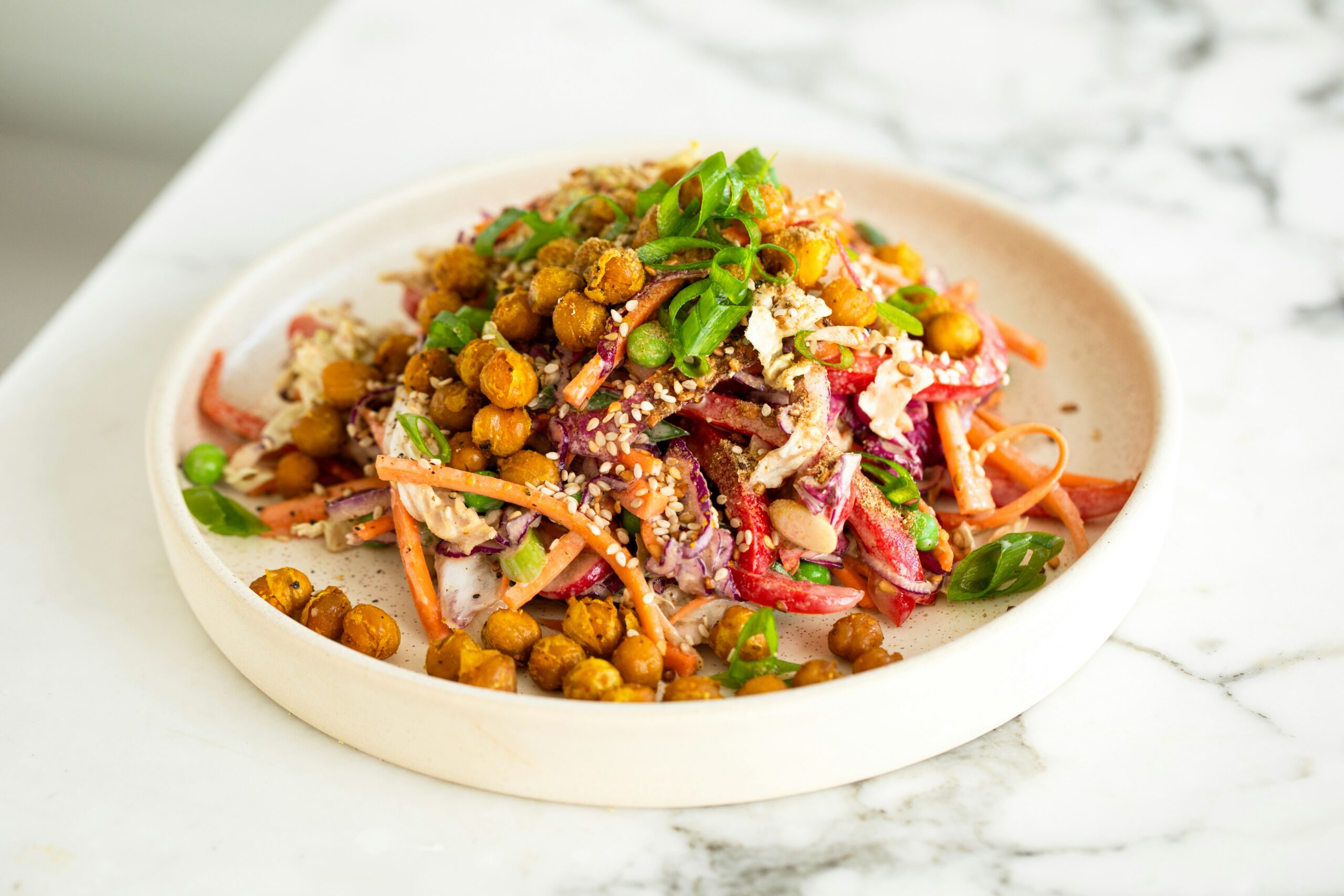 The Satiety Anchor: High-Volume Roasted Veggie & Chickpea Bowls