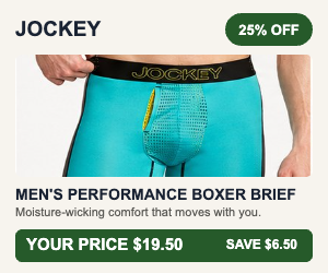 Jockey men's performance essentials, 25% off with code JOCKEY