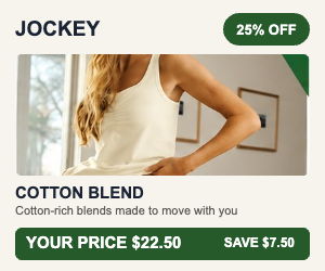 Jockey women's essentials, 25% off with code JOCKEY